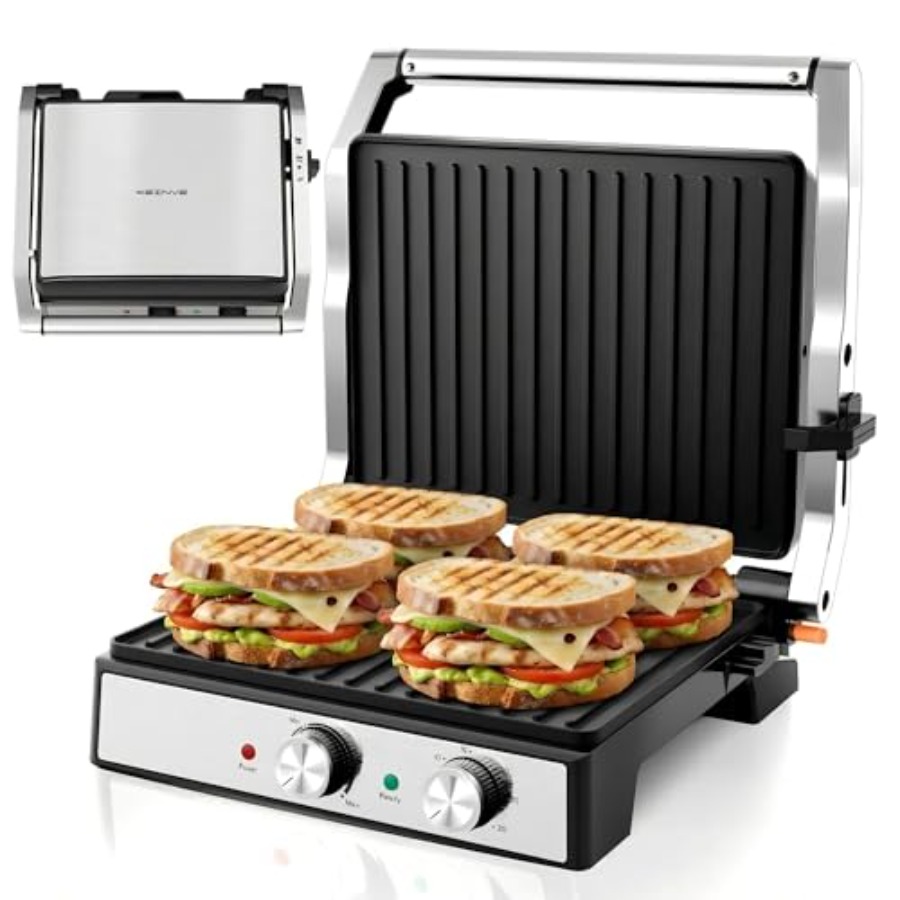 Sandwich Press Grill - Panini Press Sandwichmaker met temperatuur- en