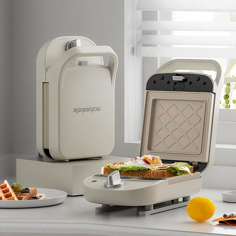 Sandwich Press Grill - 600W Elektrische Tosti-Ijzer Wafelijzer Multi-Bakker Ontbijtmachine