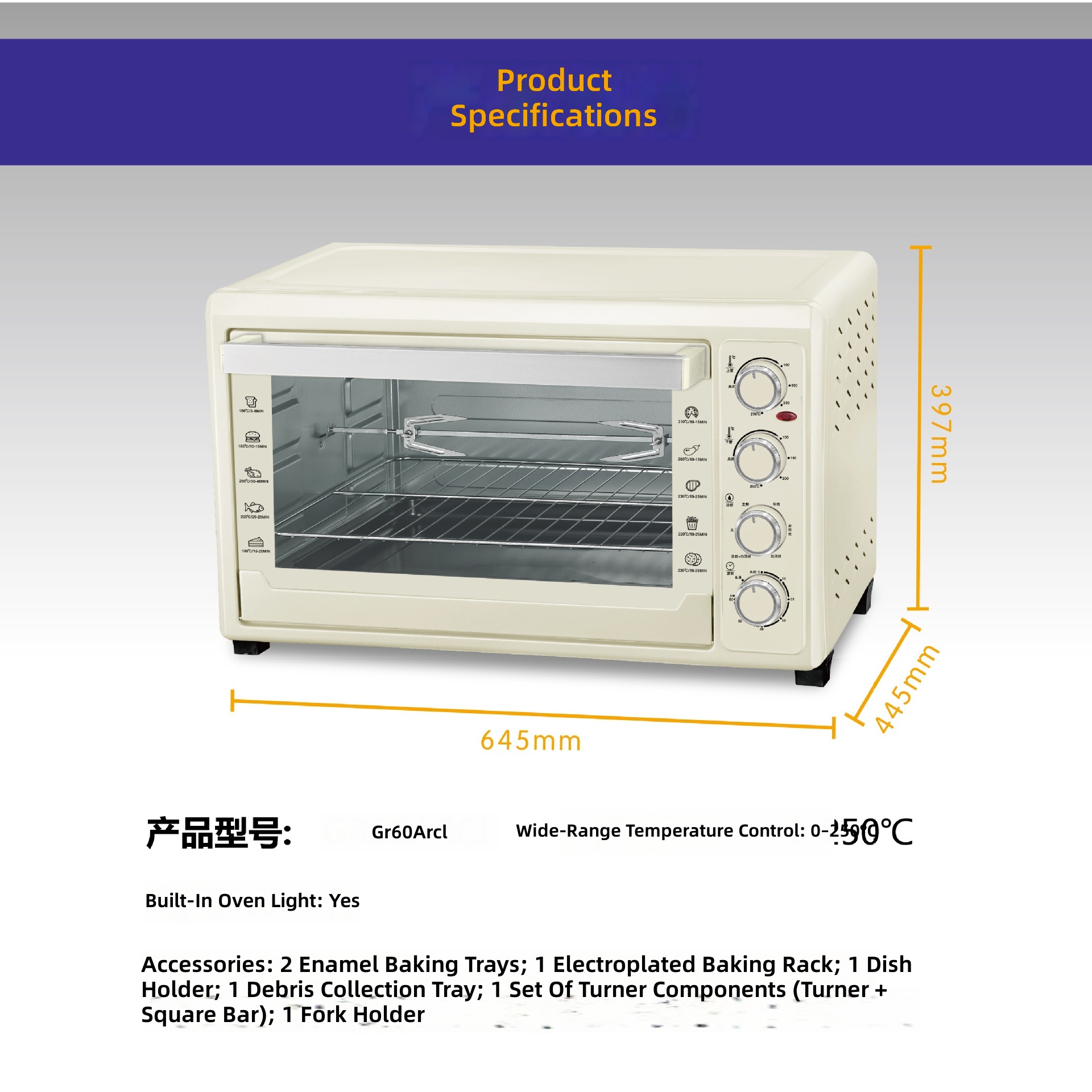 Elektrische oven 60L, 4-laags  - Kitchen Appliances Gift Ideas recensie en prijs